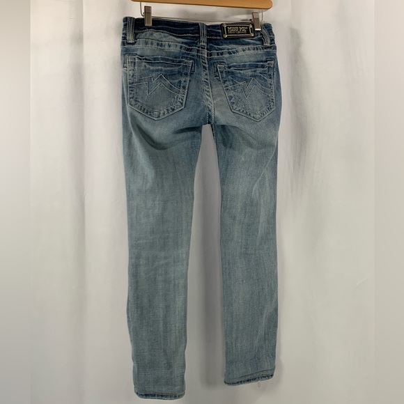 Miss Me Ankle Skinny Distressed Low Rise Blue Destroyed Jeans Size 27 - Picture 2 of 11